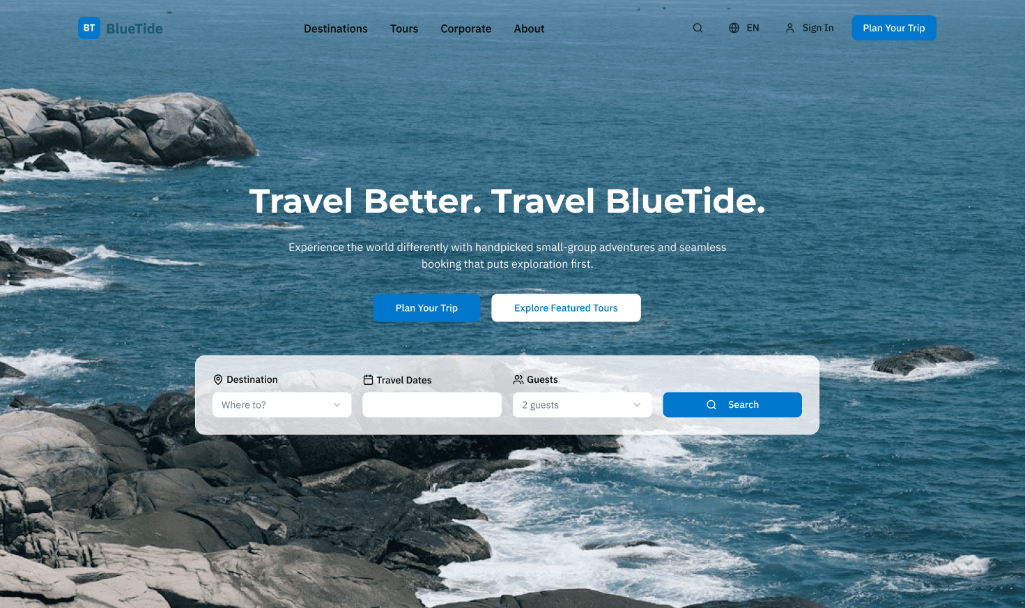 travel landing sample